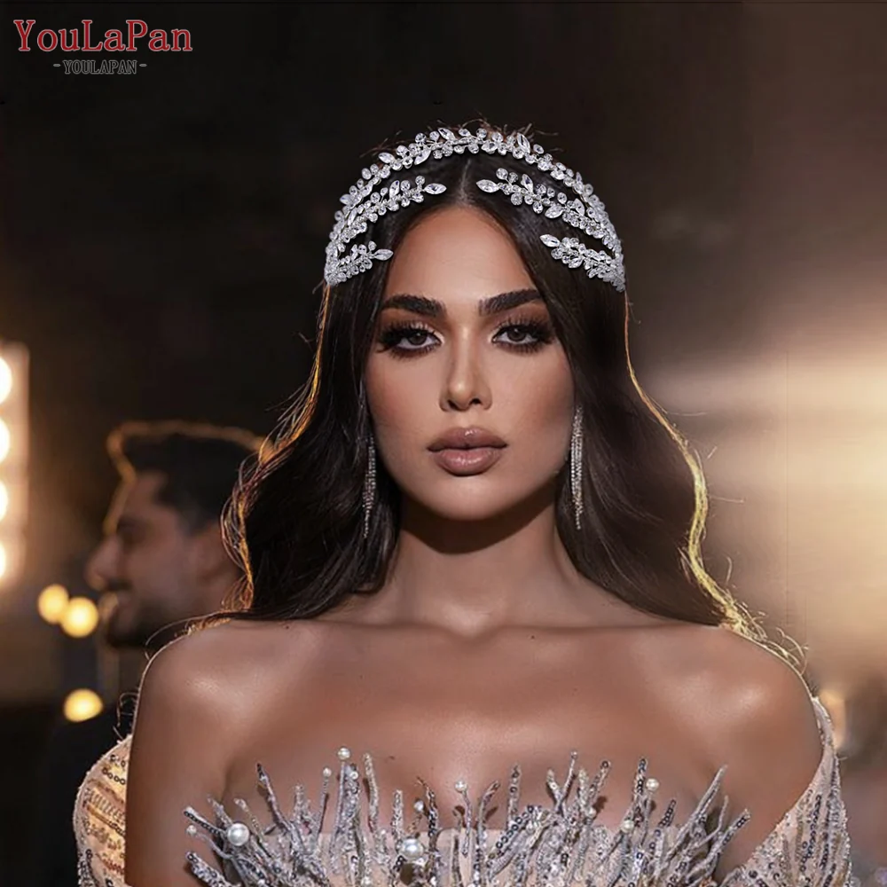 Fascia per Capelli Nuziale di Lusso a Forma di Fiore Fatto a Mano con Strass - immagine 3