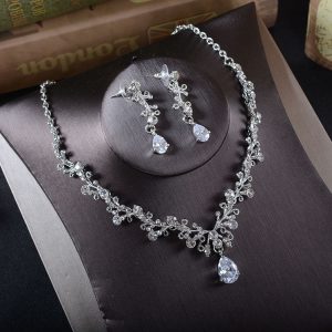 Accessori da sposa Set di gioielli  collana e orecchini per sposa con perle e strass coreani