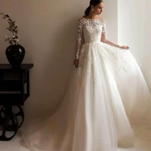 Eleganti abiti da sposa A-Line per le donne Beach Romantico Appliques di perline Abito da sposa principessa Vestidos De Novia