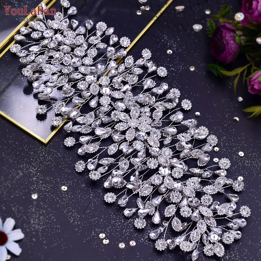 Fascia per capelli Nuziale con Strass a Forma di Fiore Fatto a Mano con Cristalli per un Look di Lusso" - immagine 6