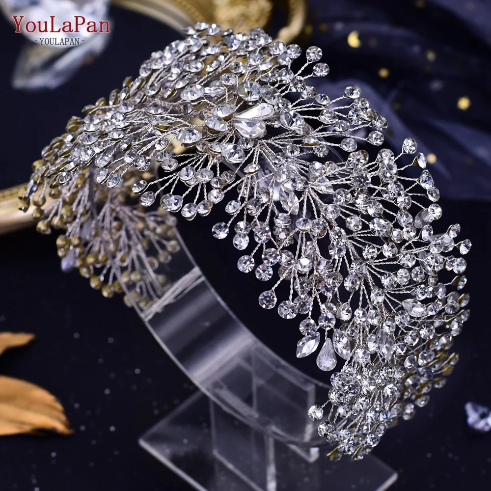 Accessori capelli sposa diadema di lusso a forma di fiore con strass fatti a mano - immagine 6