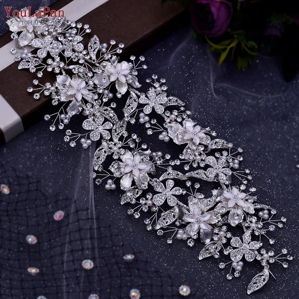 Fascia per capelli Nuziale con Strass a Forma di Fiore Fatto a Mano con Cristalli per un Look di Lusso" - immagine 7