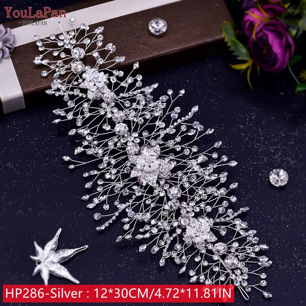 Fascia per capelli da sposa di lusso, acessori a forma di fiore fatta a mano con cristalli - immagine 8