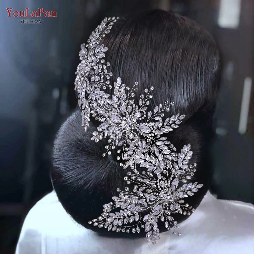 Fascia per capelli Nuziale con Strass a Forma di Fiore Fatto a Mano con Cristalli per un Look di Lusso" - immagine 2