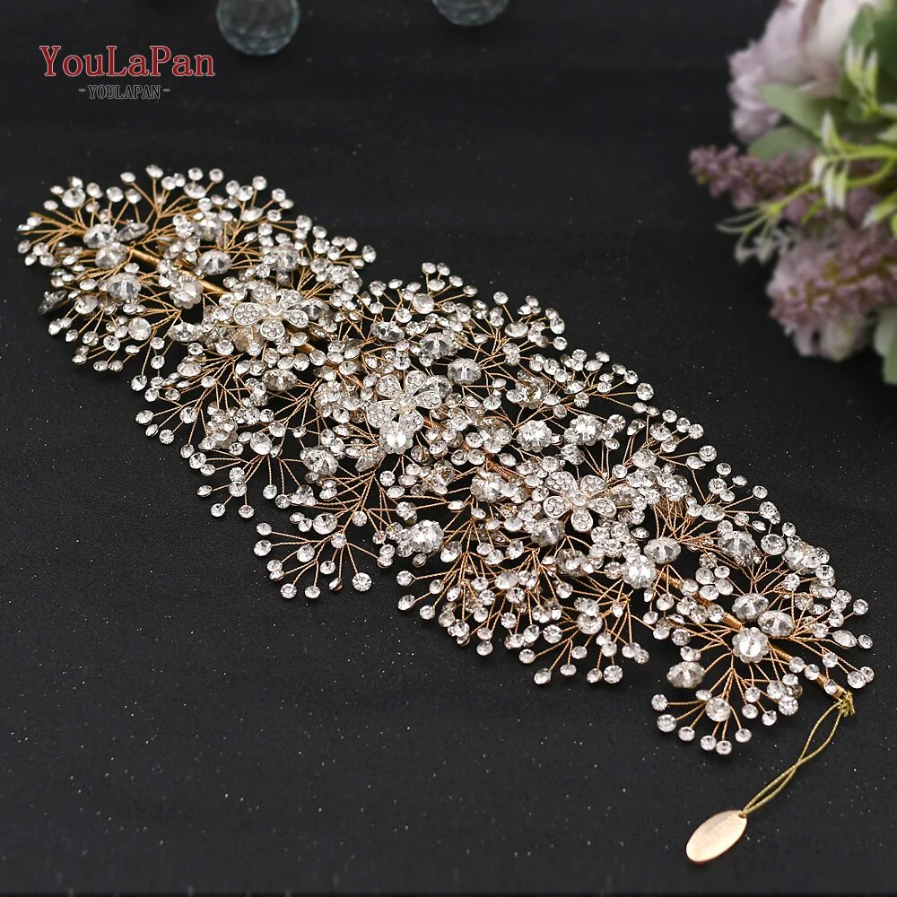 Accessori capelli sposa diadema di lusso a forma di fiore con strass fatti a mano - immagine 4
