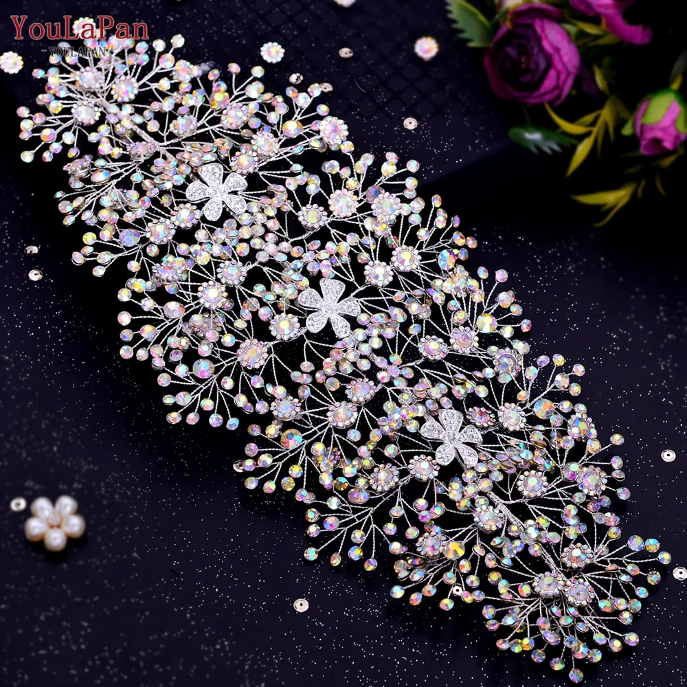 Fascia per capelli Nuziale con Strass a Forma di Fiore Fatto a Mano con Cristalli per un Look di Lusso" - immagine 5