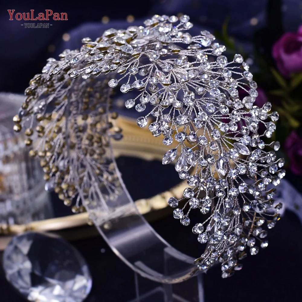Accessori capelli sposa diadema di lusso a forma di fiore con strass fatti a mano - immagine 2