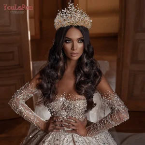 Fascia per capelli da sposa a forma di fiore con cristalli fatti a mano