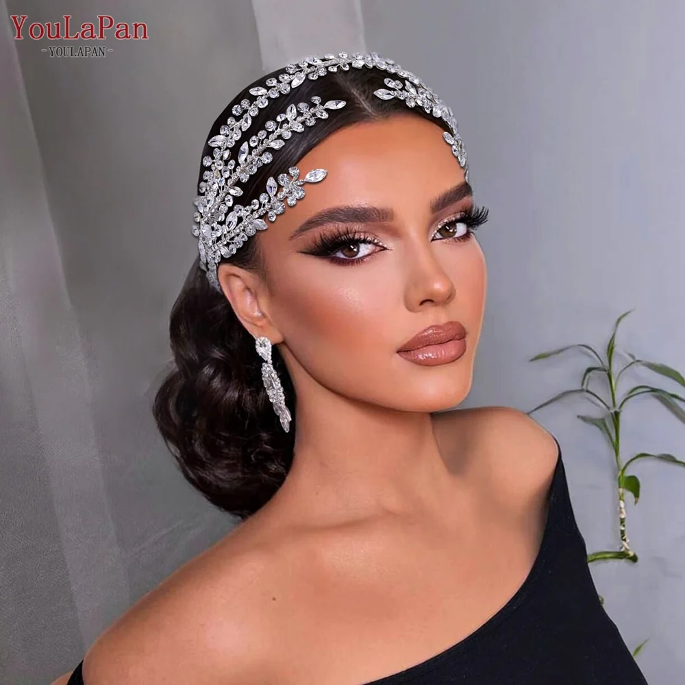 Fascia per Capelli Nuziale di Lusso a Forma di Fiore Fatto a Mano con Strass - immagine 4