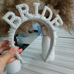 Fascia per la sposa Boho personalizzata con perle per addio al nubilato, festa di addio al celibato, doccia nuziale, matrimonio, prova dell'accessorio di impegno"