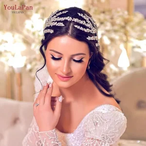 Accessori capelli sposa di lusso a forma di fiore in cristallo con Strass
